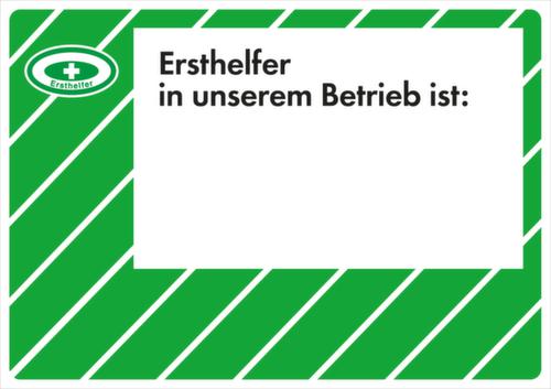 Wandschild Ersthelfer...+Freitext, "Ersthelfer in unserem Betrieb ist: + Freitext"