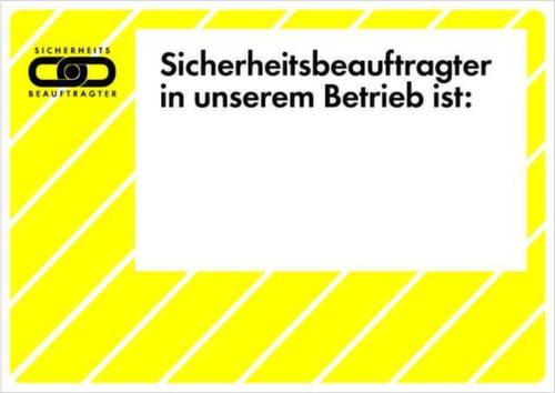 Aushang SafetyMarking® für Betrieb, "Sicherheitsfachkraft in unserem Betrieb ist: + Freitext"