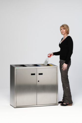 VAR Edelstahl-Wertstoffsammelstation, 3 x 90 l