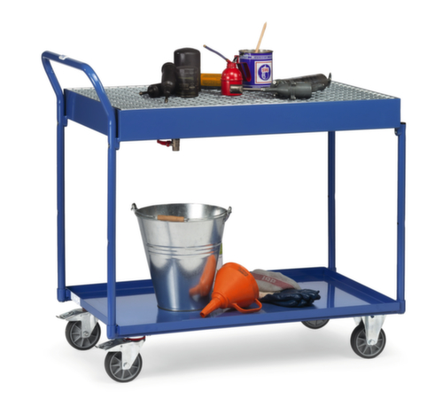 fetra Tischwagen mit öldichten Wannen 1000x600 mm, Traglast 300 kg, 2 Etagen