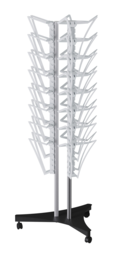 Paperflow Mobile Prospektdrehsäule Filario, 24 Ablagen, Gestell silber/schwarz