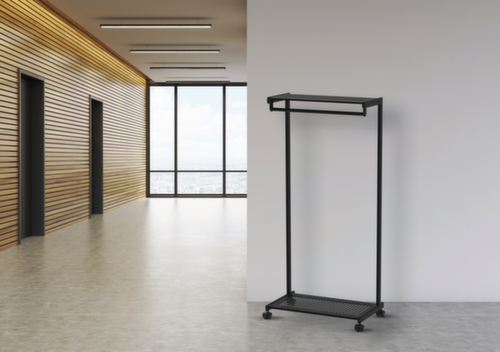 Kompakte Reihengarderobe MAULbolero fahrbar, RAL9004 Signalschwarz