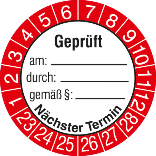 Runde Prüfplakette ohne Jahresfarbe