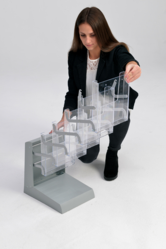 Faltbarer Prospektständer, 5 Ablagen, Gestell silbergrau