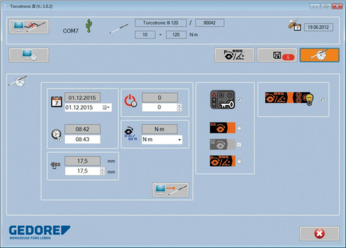 GEDORE TT3KH 120 Elektr. Drehmomentschlüssel TorcoTronic III 1/2" SE 9x12 Highline