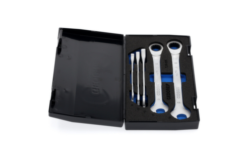 GEDORE 7 R-005 Satz Maulschlüssel mit Ringratsche 5-teilig 8-19 mm