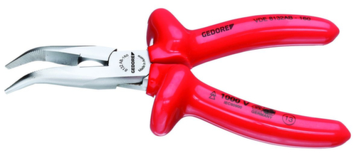 GEDORE VDE 8132 AB-160 VDE-Flachrundzange mit Tauchisolierung 160 mm