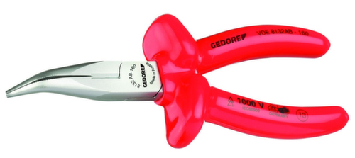 GEDORE VDE 8132 AB-160 VDE-Flachrundzange mit Tauchisolierung 160 mm