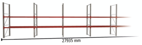 META Palettenregal MULTIPAL für 60 Paletten, 27935 mm breit, 3 Lagerebenen