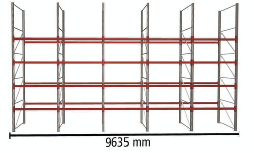 META Palettenregal MULTIPAL für 50 Paletten, 9635 mm breit, 5 Lagerebenen