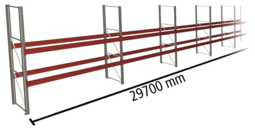 META Palettenregal MULTIPAL für 96 Paletten, 29700 mm breit, 3 Lagerebenen