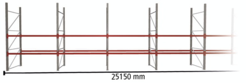 META Palettenregal MULTIPAL für 81 Paletten, 25150 mm breit, 3 Lagerebenen
