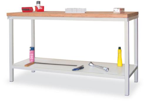 PAVOY Werkbank mit Gestell in lichtgrau und Buche-Multiplexplatte