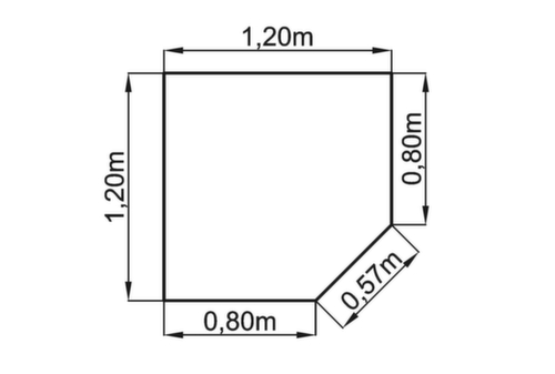 Eckiges Verkettungselement, Breite x Tiefe 800 x 800 mm, Platte weiß