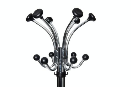 MAUL Robuster Garderobenständer MAULnebula mit Schirmhalter, mit 6/6/4 Haken, metallic-silber