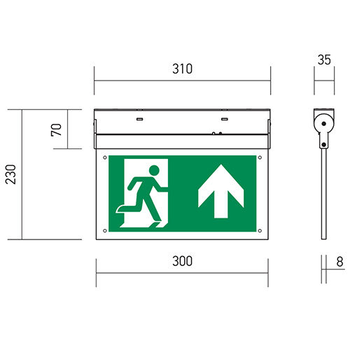 B-Safety LED-Rettungszeichenleuchte L-LUX Standard, Befestigung Zur Wand- oder Deckenmontage