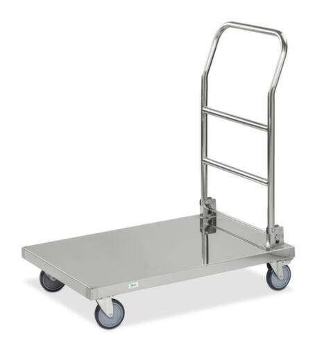 Kongamek Edelstahl-Schiebebügelwagen, Traglast 100 kg, Ladefläche 820 x 520 mm