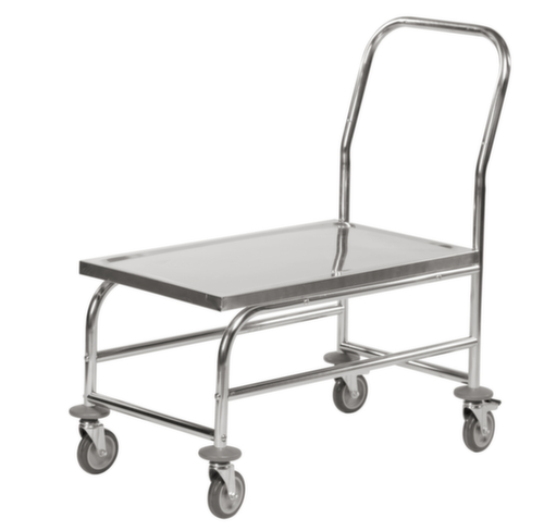 Kongamek Edelstahl-Schiebebügelwagen, Traglast 100 kg, Ladefläche 735 x 390 mm
