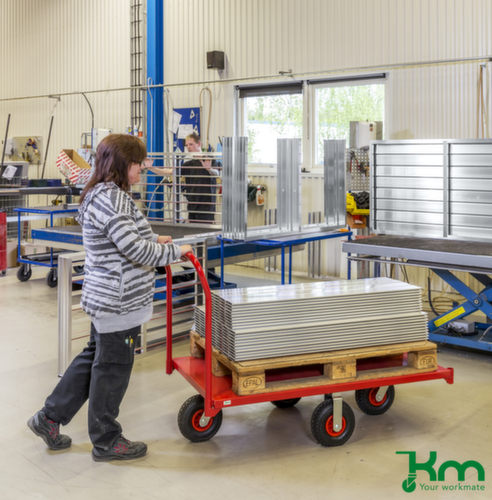 Kongamek Schiebebügelwagen mit Stahlladefläche, Traglast 1200 kg, Ladefläche 1400 x 760 mm