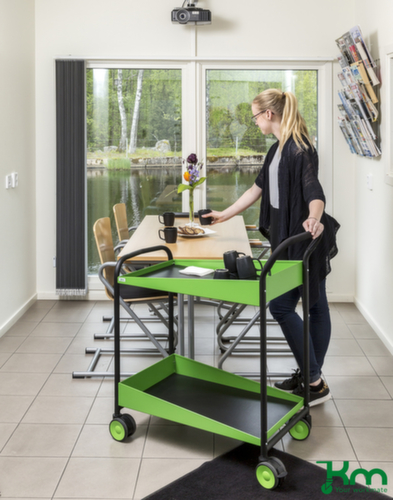Kongamek Tischwagen Konga Design mit 2 Schiebebügeln 690x435 mm, Traglast 150 kg, 2 Etagen