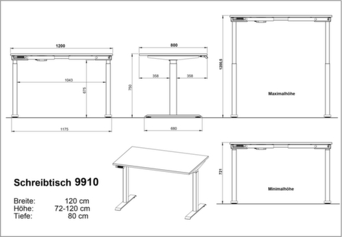 Höhenverstellbarer Schreibtisch GW-BEDANO