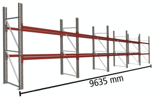 META Palettenregal MULTIPAL für 30 Paletten, 9635 mm breit, 2 Lagerebenen