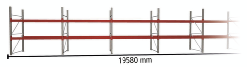 META Palettenregal MULTIPAL für 63 Paletten, 19580 mm breit, 2 Lagerebenen