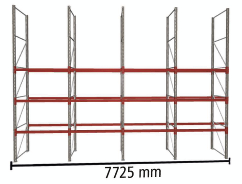 META Palettenregal MULTIPAL für 32 Paletten, 7725 mm breit, 4 Lagerebenen