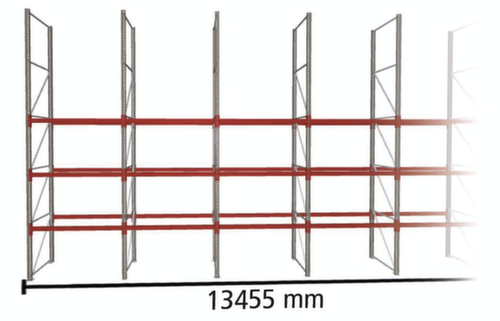 META Palettenregal MULTIPAL für 56 Paletten, 13455 mm breit, 4 Lagerebenen