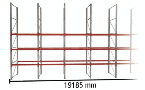 META Palettenregal MULTIPAL für 80 Paletten, 19185 mm breit, 4 Lagerebenen