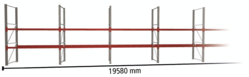 META Palettenregal MULTIPAL für 42 Paletten, 19580 mm breit, 3 Lagerebenen