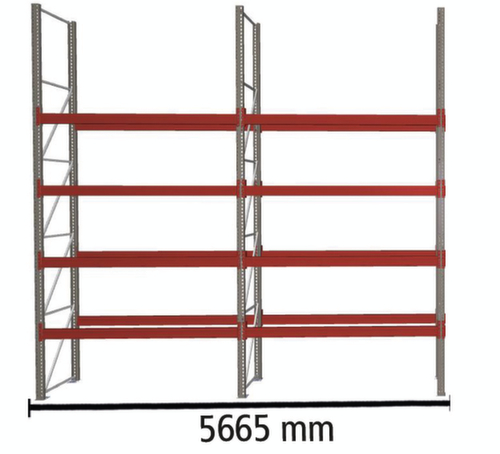 META Palettenregal MULTIPAL für 20 Paletten, 5665 mm breit, 5 Lagerebenen