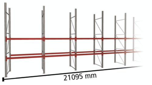 META Palettenregal MULTIPAL für 99 Paletten, 21095 mm breit, 3 Lagerebenen