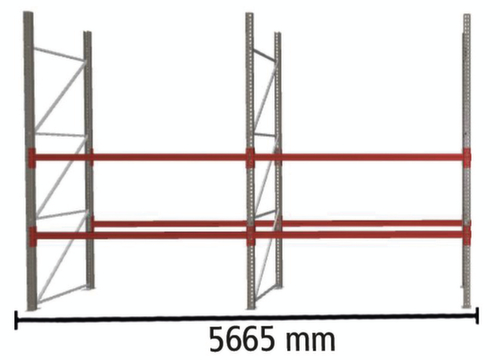 META Palettenregal MULTIPAL für 18 Paletten, 5665 mm breit, 3 Lagerebenen