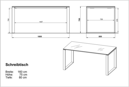Schreibtisch GW-MONTERIA, Kufengestell, Breite 1600 mm, weiß/weiß