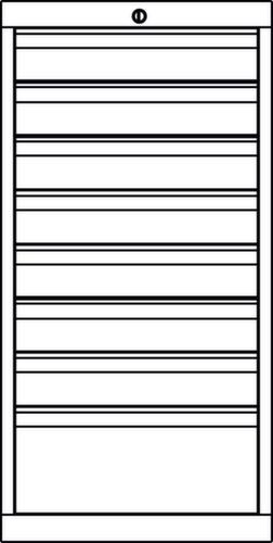 PAVOY Schubladenschrank Basis Plus RAL7035, 8 Schublade(n), RAL7035 Lichtgrau/RAL7035 Lichtgrau Technische Zeichnung 1 L