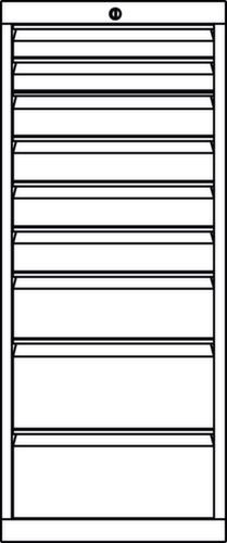 PAVOY Schubladenschrank Basis Plus RAL7035, 9 Schublade(n), RAL7035 Lichtgrau/RAL7035 Lichtgrau Technische Zeichnung 1 L