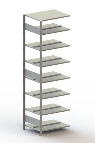 META Akten-Steckregal Anbaufeld zur beidseitigen Nutzung, 8 Böden, mit korrosionsschützender Zinkbeschichtung Standard 1 L
