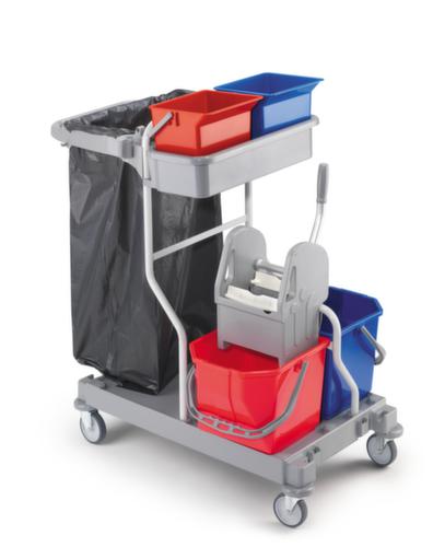 Nasswischwagen mit Mopp-Presse und Müllsackhalter, 2x15 l/2x6 l Eimer in rot/blau Standard 2 L