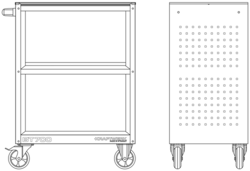 KRAFTWERK® Service Wagen BT700 40x60 mit Gummimatte Technische Zeichnung 1 L