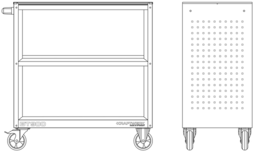 KRAFTWERK® Service Wagen BT900 40x80 mit Gummimatte Technische Zeichnung 1 L