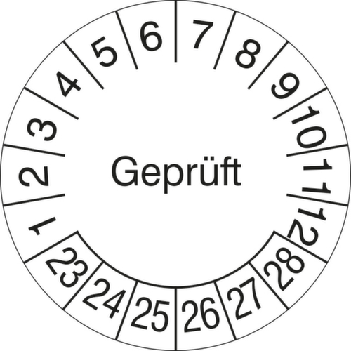 Runde Prüfplakette ohne Jahresfarbe Standard 8 L