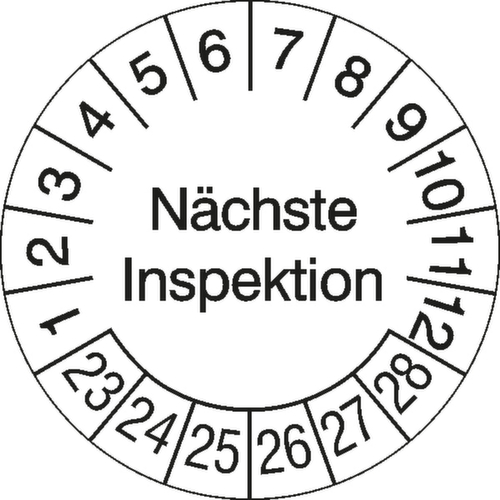 Runde Prüfplakette ohne Jahresfarbe Standard 10 L