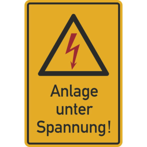 Warnschild SafetyMarking® Spannungszeichen, "Anlage unter Spannung" Standard 1 L
