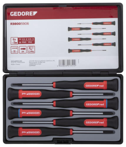 GEDORE RED R38005906 2K-Elektronikschraubendreher-Satz PH+SL 6-teilig Standard 1 L