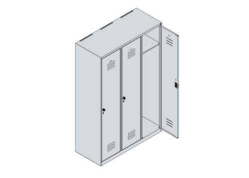 C+P Spind Classic Plus mit 3 Abteilen, Abteilbreite 400 mm Standard 3 L