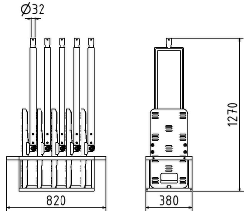 Schake Klappbaken-Set, Höhe x Breite 1270 x 820 mm Technische Zeichnung 1 L