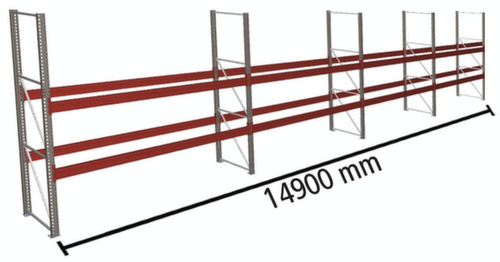 META Palettenregal MULTIPAL für 48 Paletten, 14900 mm breit, 3 Lagerebenen Standard 2 L