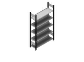 hofe Akten-Steckregal, 5 Böden, RAL9005 Tiefschwarz/RAL9006 Weißaluminium