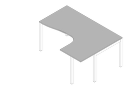 Quadrifoglio Winkel-Schreibtisch Practika, 4-Fußgestell, Breite 1600 mm, grau/weiß